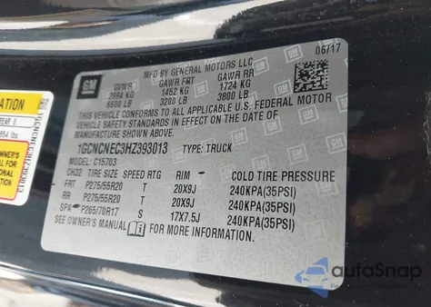 2017 Chevrolet Silverado 1500 Wt from USA, damaged, VIN 1GCNCNEC3HZ393013